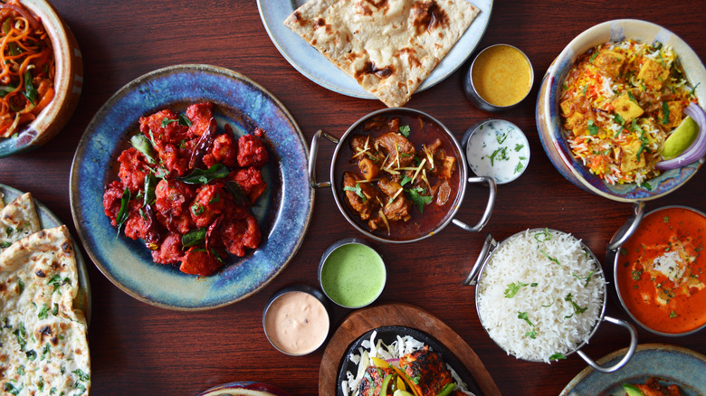 variety of Indian dishes