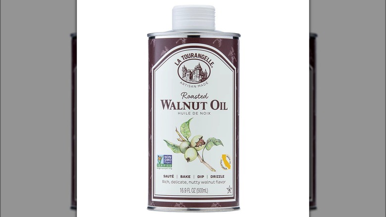 Container of roasted walnut oil