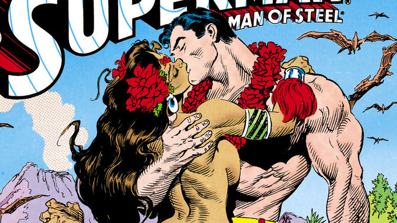 Superman kisses a cavewoman