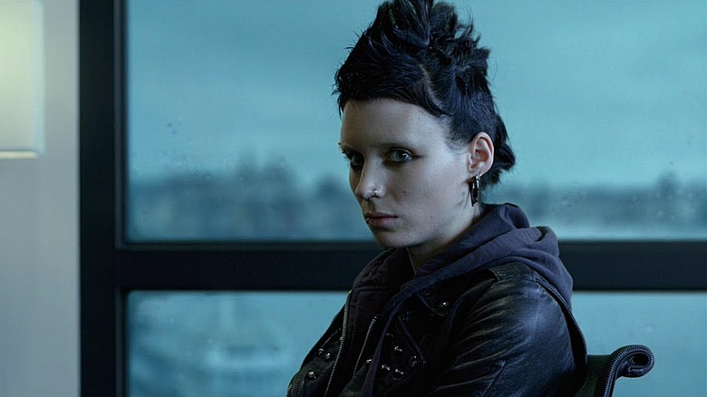 Lisbeth dark eyeliner and hair looking The Girl with the Dragon Tattoo